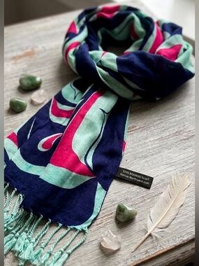 Native Northwest 100% Bamboo Scarf Vibrant Abstract Print Wrap